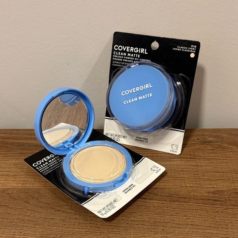 COVERGIRL Clean Matte Pressed Face Powder 510 classic Ivory set of 2 NEW - Picture 1 of 4